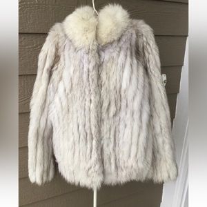 Vintage SAGA FOX silver fox real fur coat, size M,